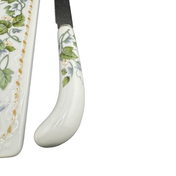 Vintage Andrea by Sadek Floral Ivy Porcelain Cheese Board & Knife Set NIB - Picture 3 of 3